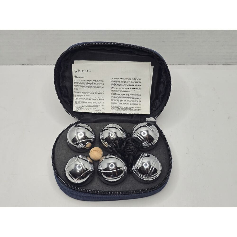 Boules Bouche Balls Unique 6 Pack 73mm Metal Bocce/Petanque Set w Case Whittard